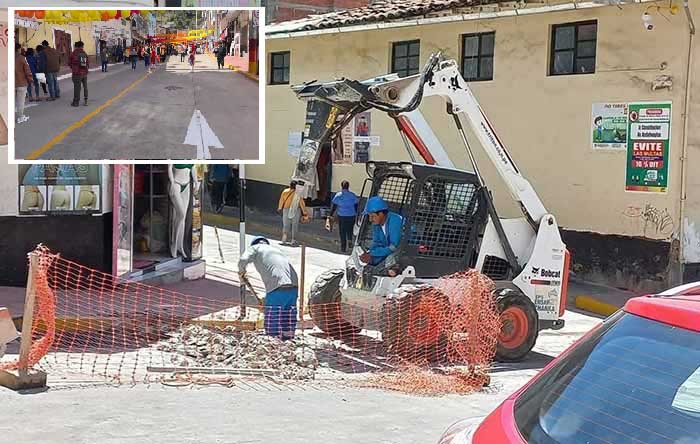 EMSAP Chanka rompe nuevo pavimento de avenida Andahuaylas a pocos días de su inauguración 